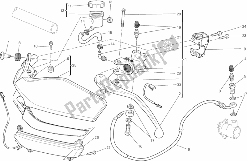 Alle onderdelen voor de Koppeling Hoofdremcilinder van de Ducati Multistrada 1200 S Pikes Peak USA 2013